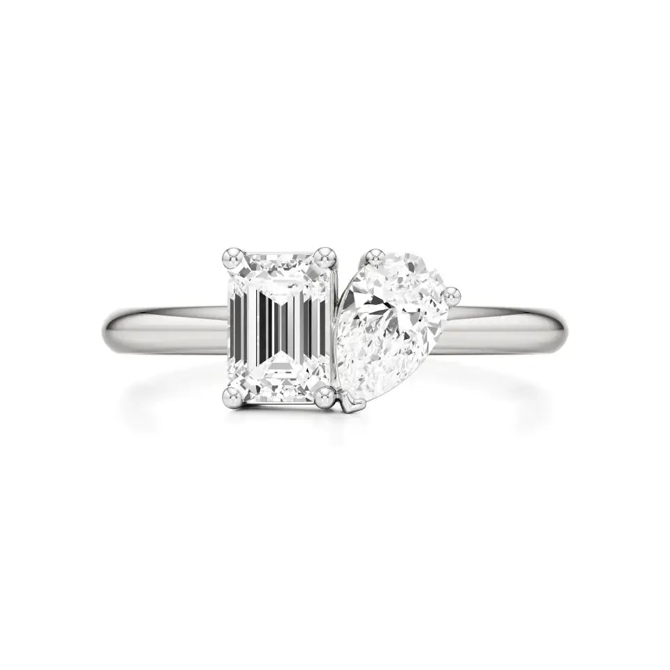 Toi et Moi | Pear & Emerald Lab-Grown Diamond Ring - Nivara