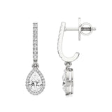 Amaya | Pear & Round Lab-Grown Diamond Halo Dangle Earrings
