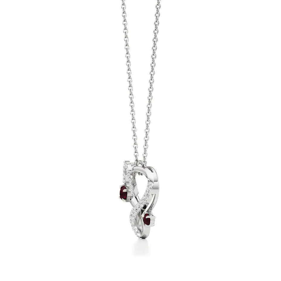 Sneh | Ruby & Round Lab Grown Diamonds Heart Pendant - Nivara