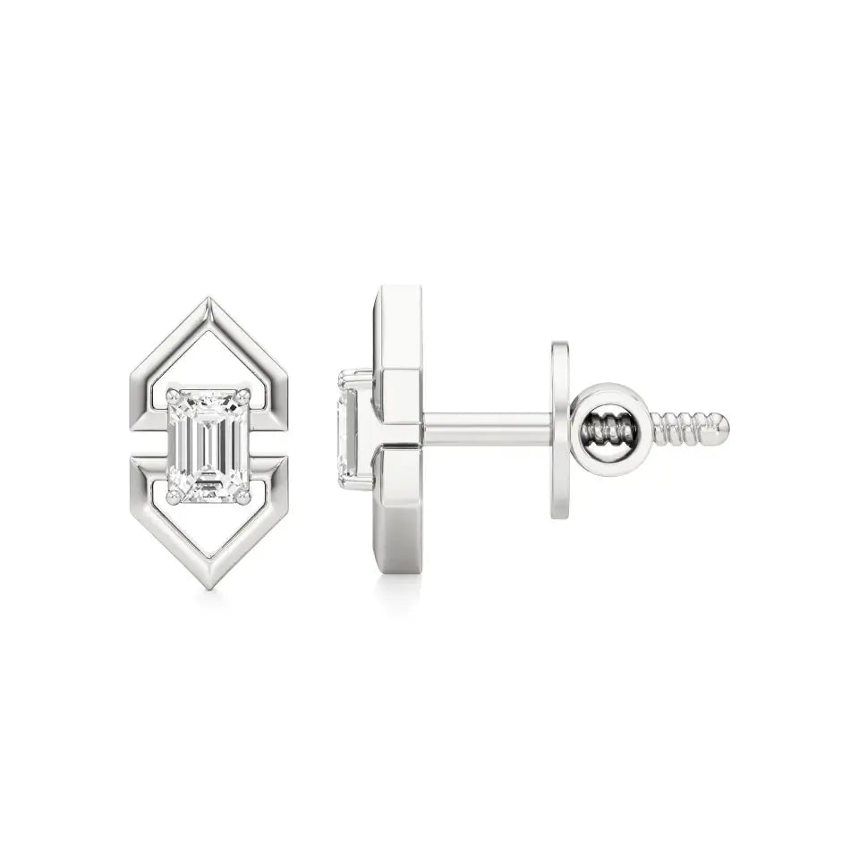 Mode | Emerald Solitaire Lab-Grown Diamond Studs - Nivara