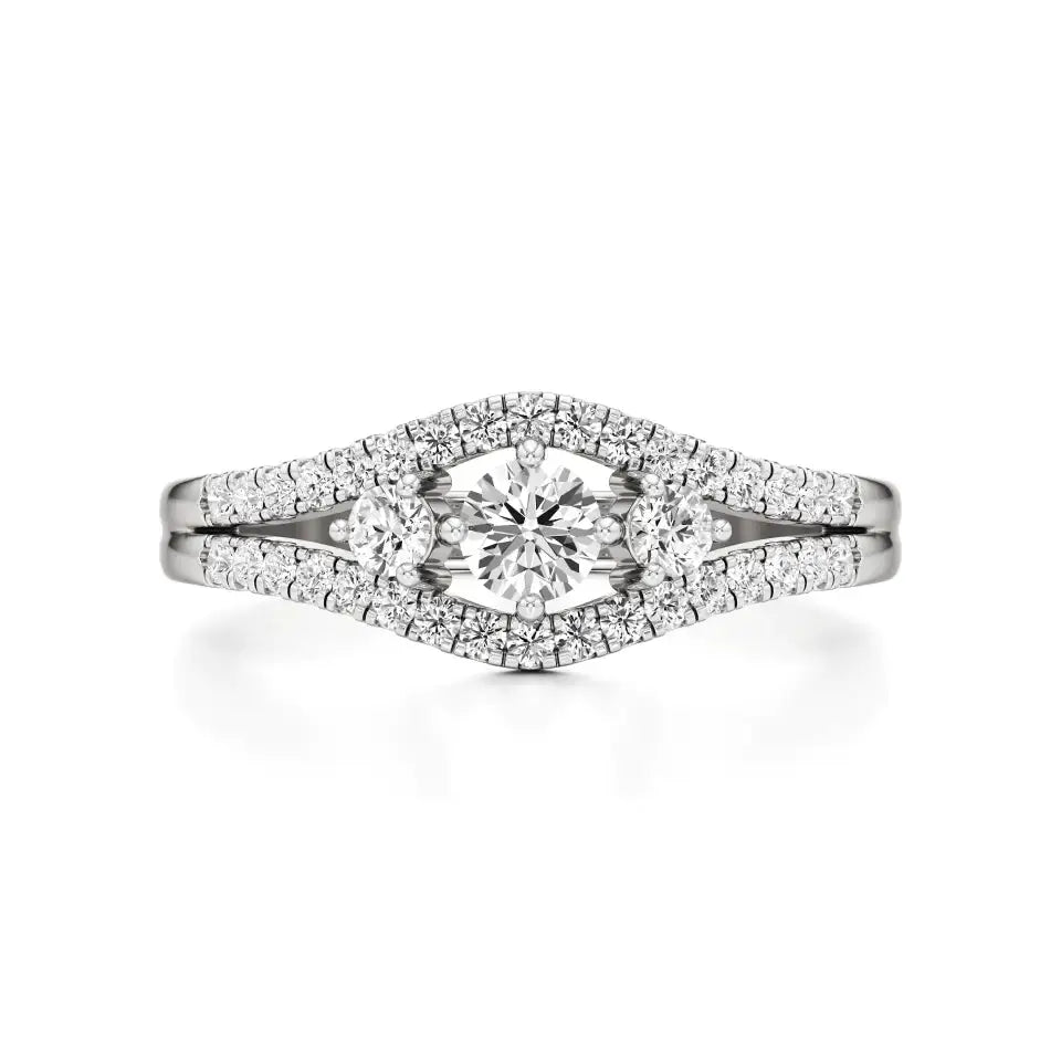 Aria | Round & Radiant Lab-Grown Diamond Three-Stone Ring - Nivara