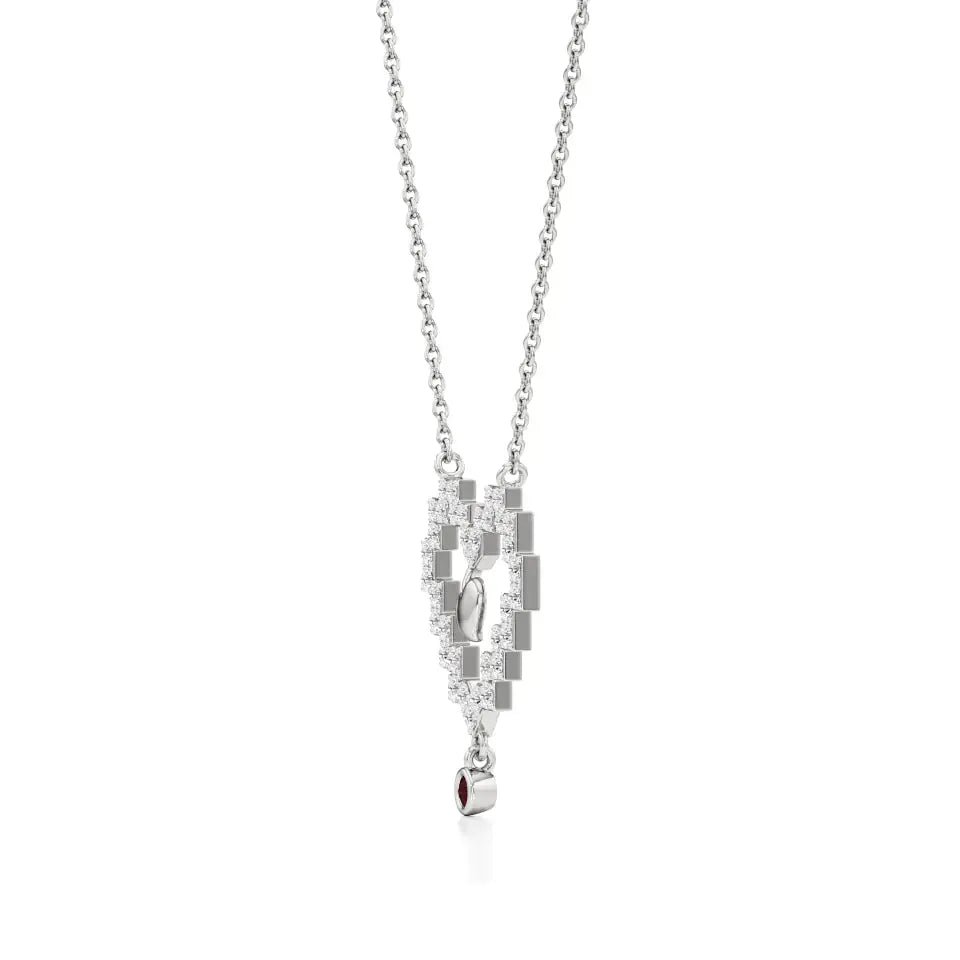 Sneh | Ruby & Lab Grown Diamonds Pixel Heart Pendant - Nivara