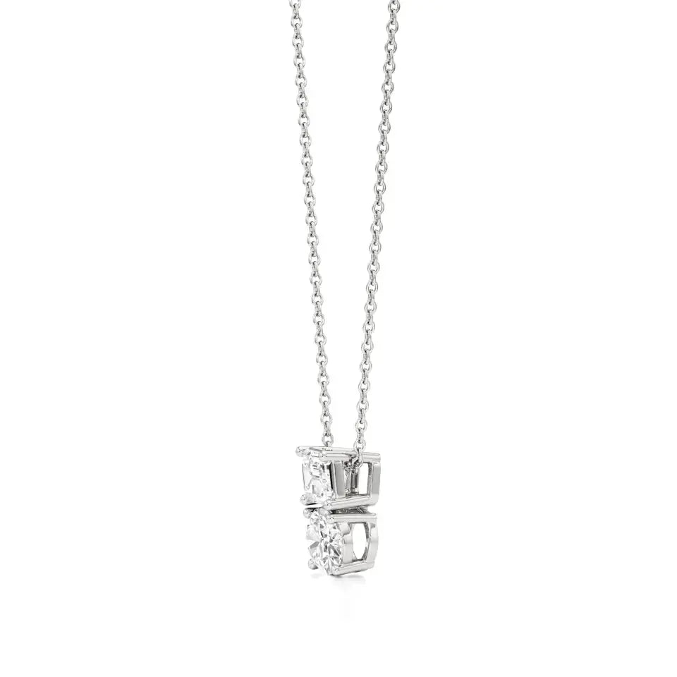 Toi et Moi | Oval & Emerald Lab Grown Diamonds Pendant - Nivara