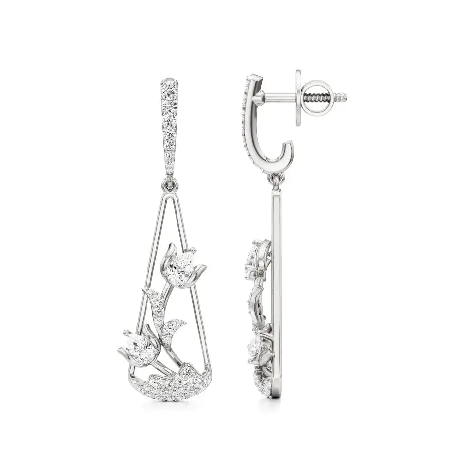Flora | Pear & Round Lab-Grown Diamond Dangle Earrings - Nivara