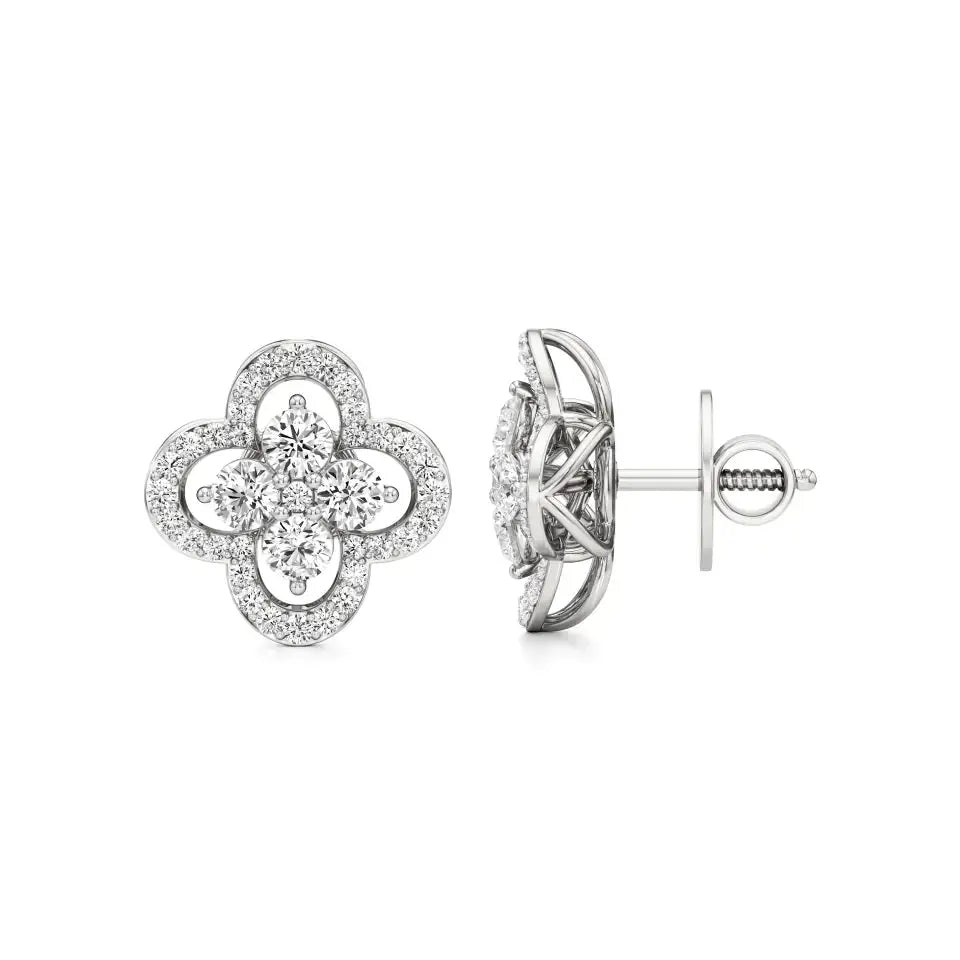 Flora | Round Lab-Grown Diamonds Quatrefoil Studs - Nivara