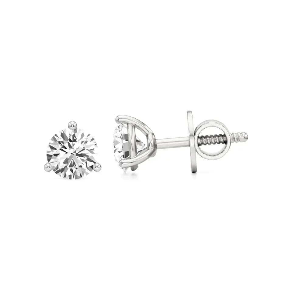 Sia | Three Prong Studs with Round Lab-Grown Diamond - Nivara