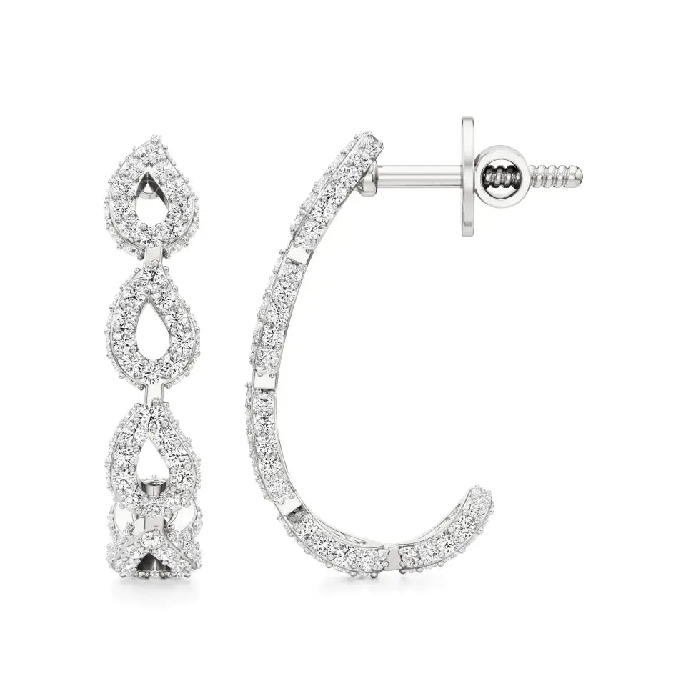 Jess | Round Lab-Grown Diamonds J-Shaped Hoops - Nivara