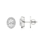 Mira | Oval-Cut Solitaire Lab-Grown Diamond with Halo Studs - Nivara