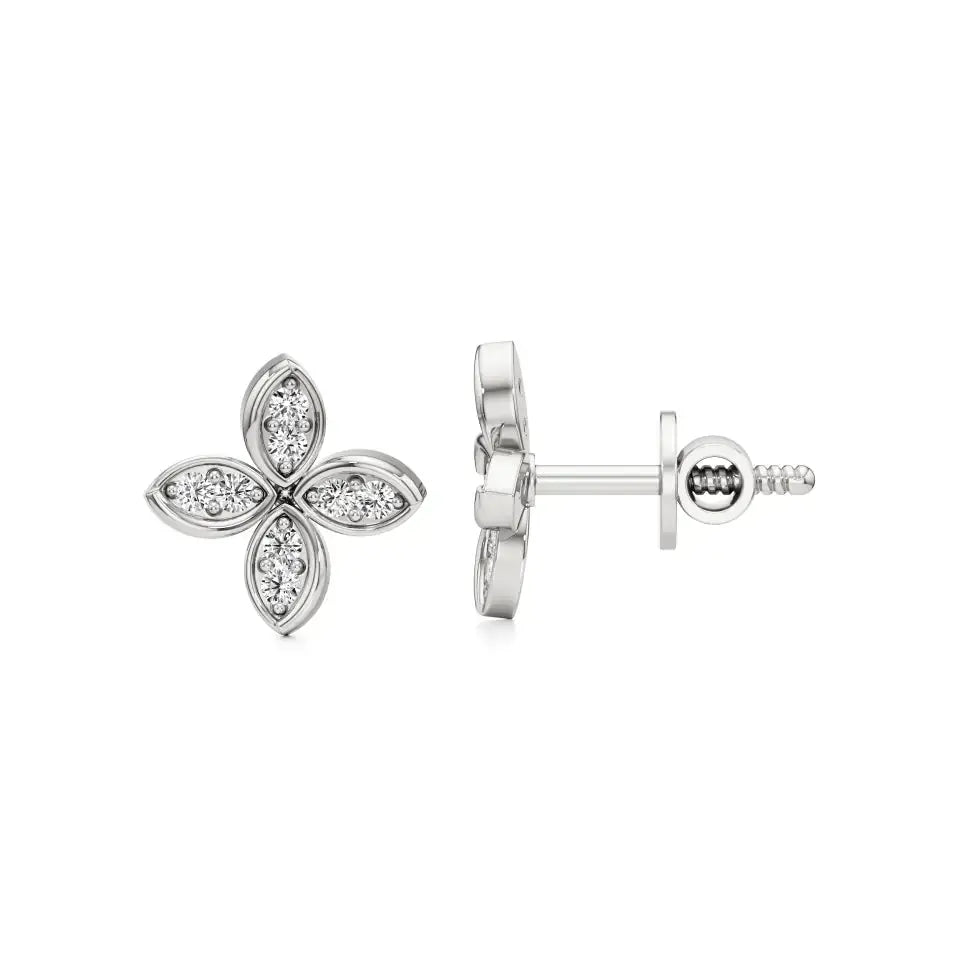 Flora | Round Lab-Grown Diamonds Floral Studs - Nivara