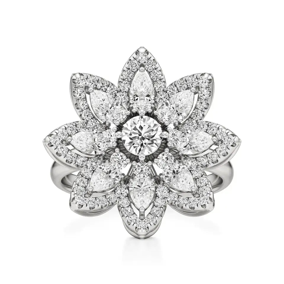 Flora | Round & Pear Lab-Grown Diamond Ring - Nivara