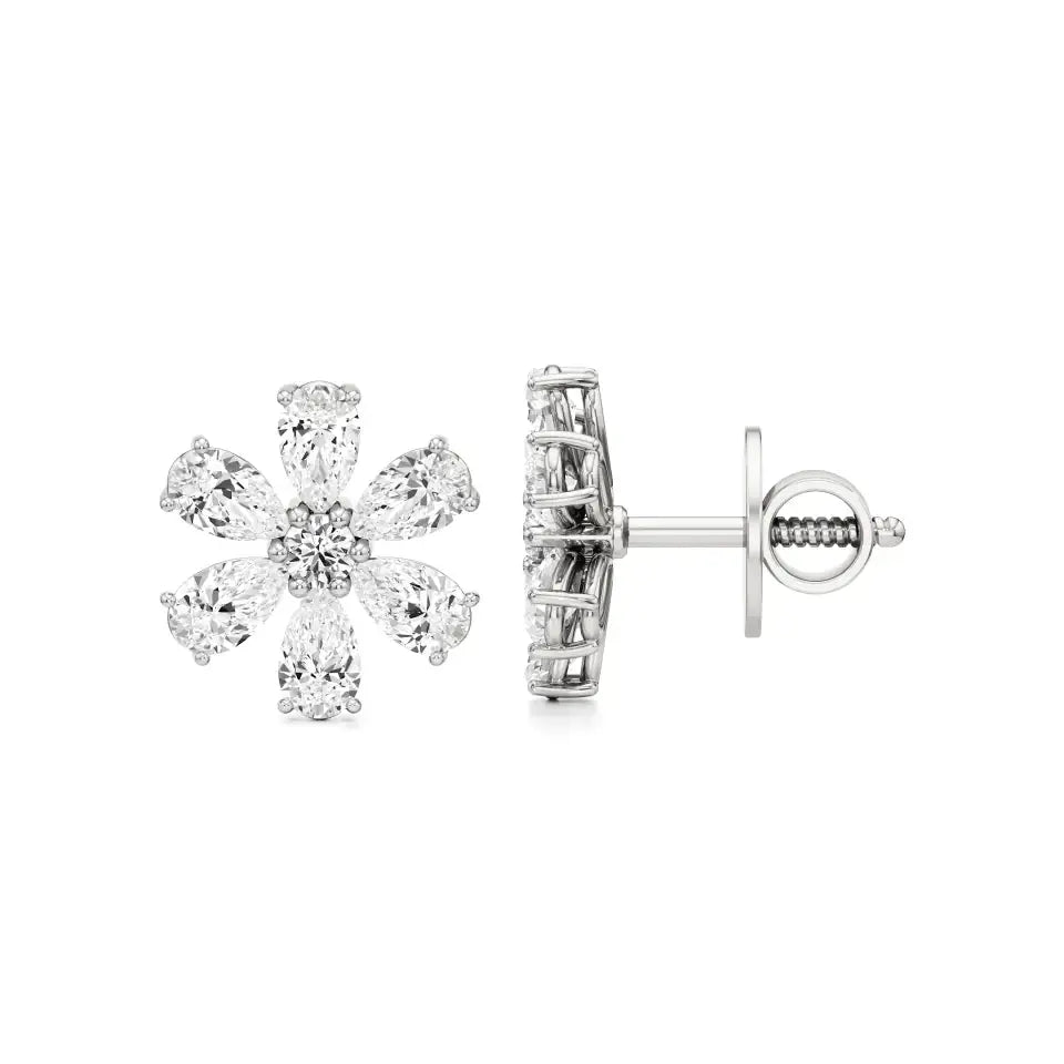 Flora | Pear & Round Lab-Grown Diamond Floral Studs - Nivara