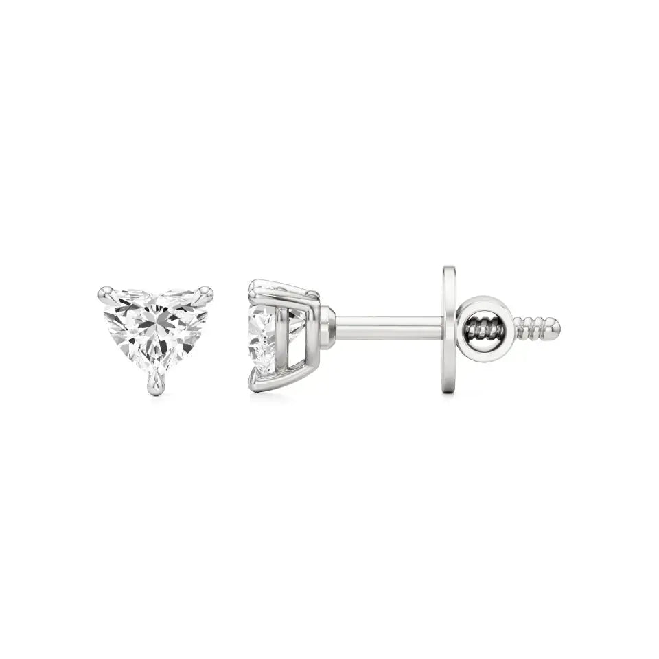 Sia | Three Prong Studs with Heart Shaped Solitaire Lab-Grown Diamond - Nivara
