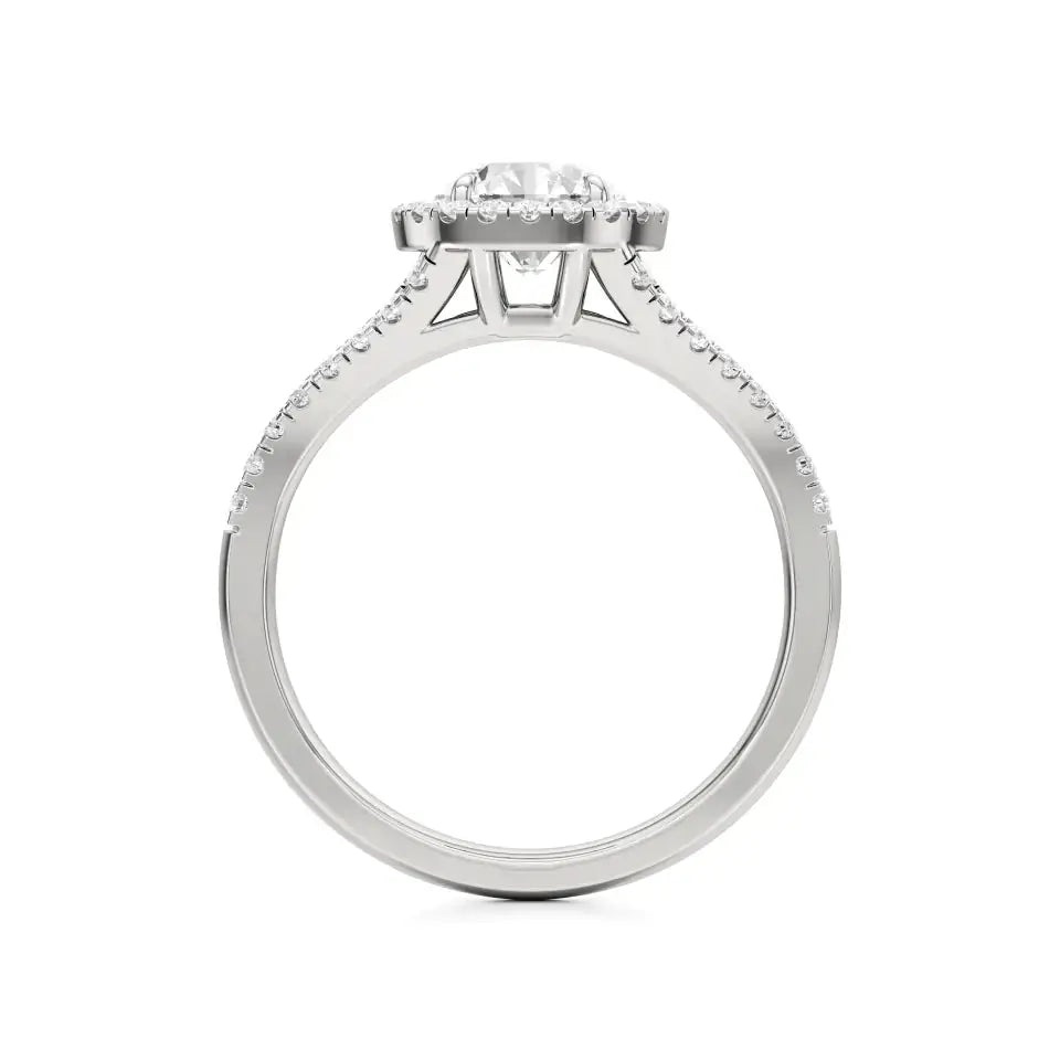 Mira | Round Solitaire with Halo Ring - Nivara