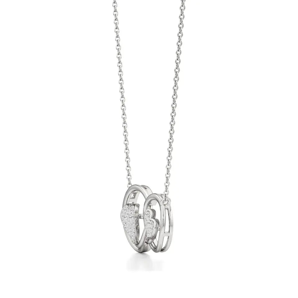 Sneh | Elegant Round Lab Grown Diamonds Dual Heart Pendant - Nivara