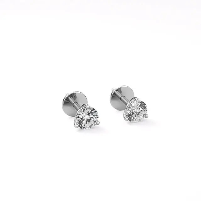 Sia | Three Prong Studs with Round Lab-Grown Diamond - Nivara