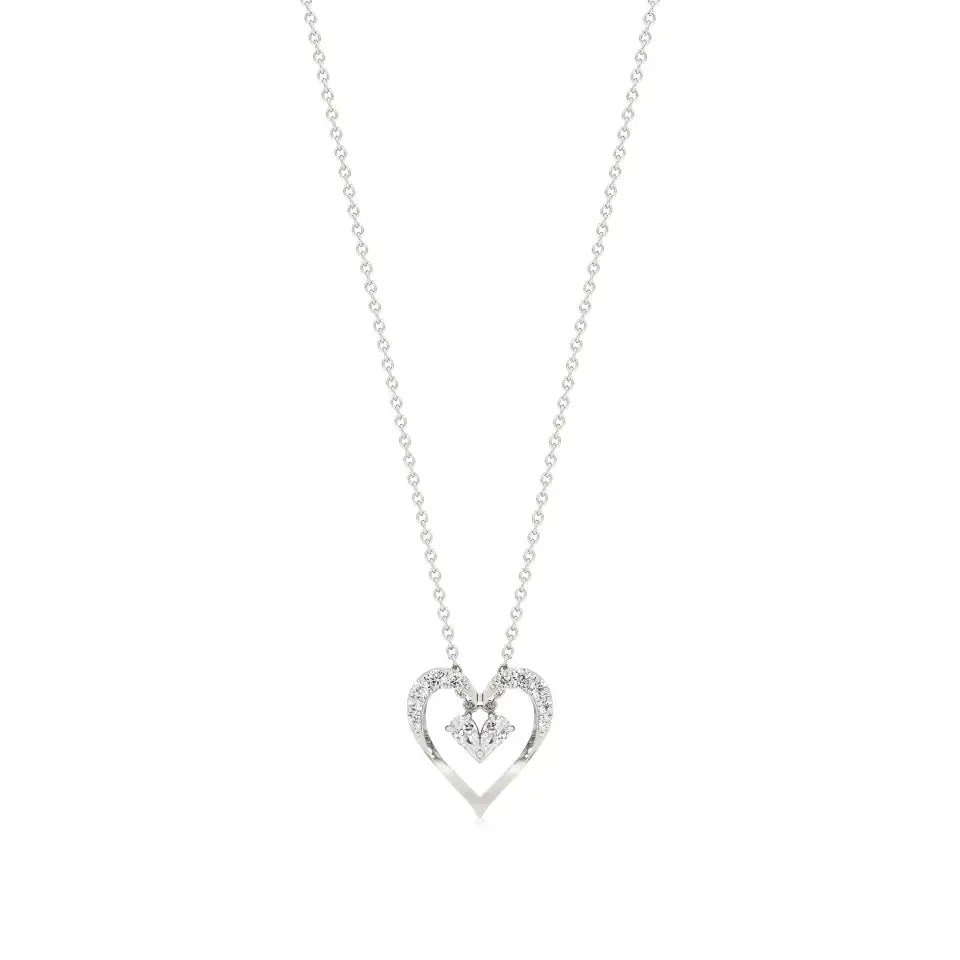 Sneh | Classic Round & Pear Lab Grown Diamonds Heart Pendant - Nivara