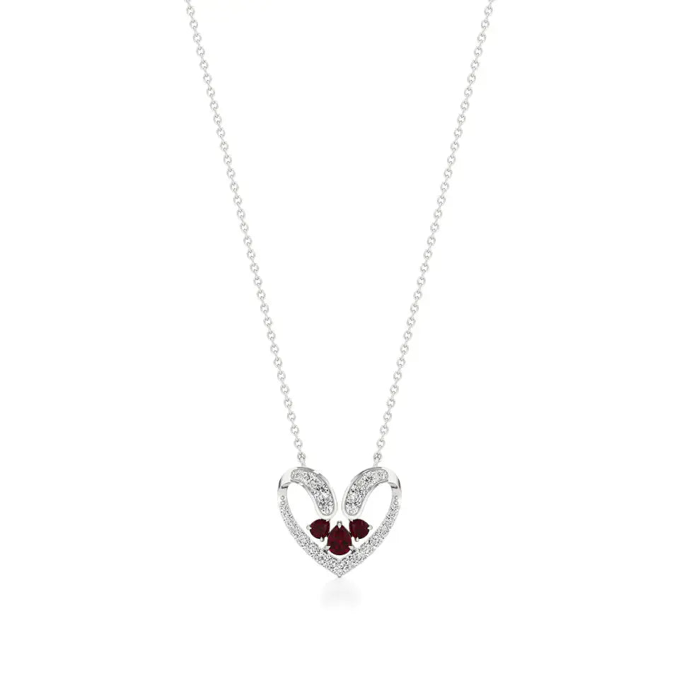 Sneh | Ruby & Lab Grown Diamonds Heart Pendant - Nivara