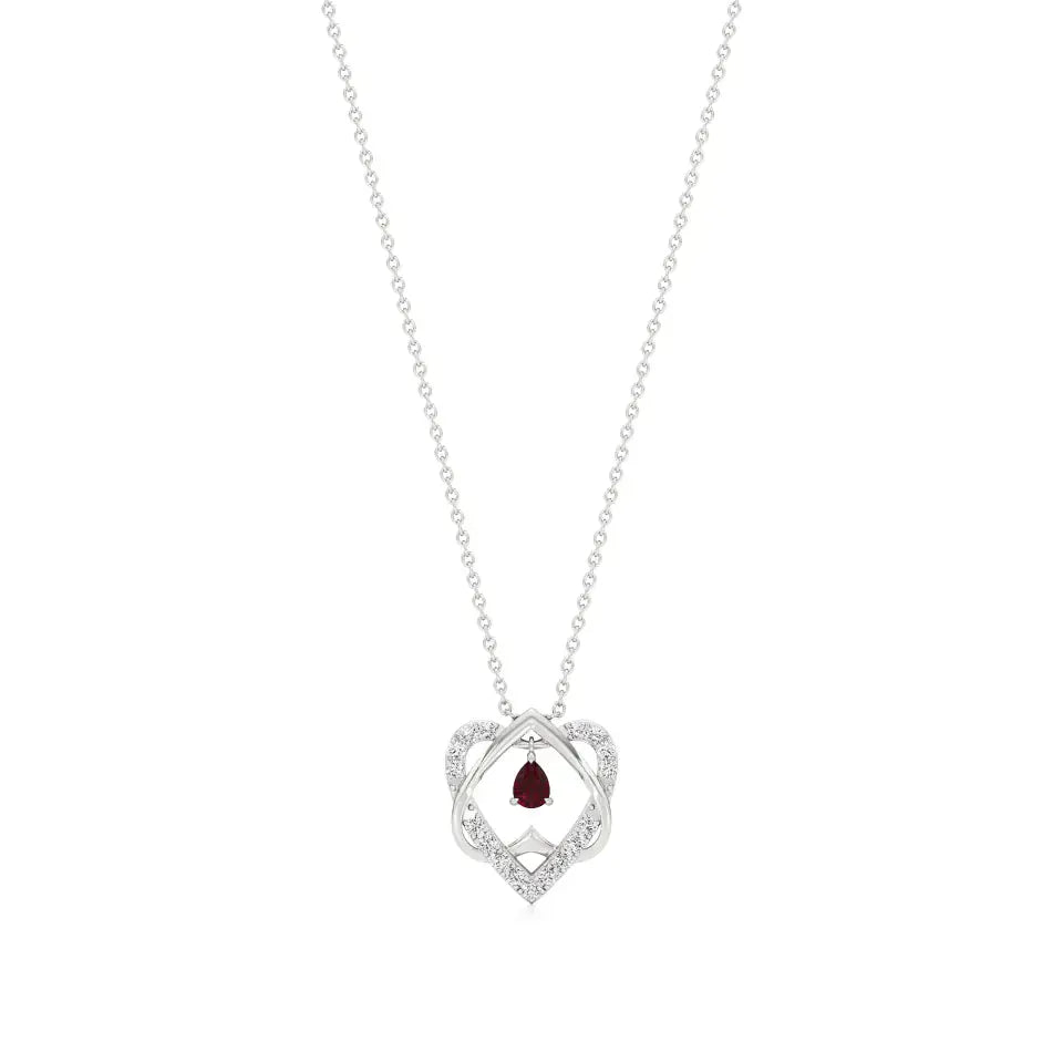Sneh | Pear-Cut Ruby & Round Diamonds Pendant - Nivara