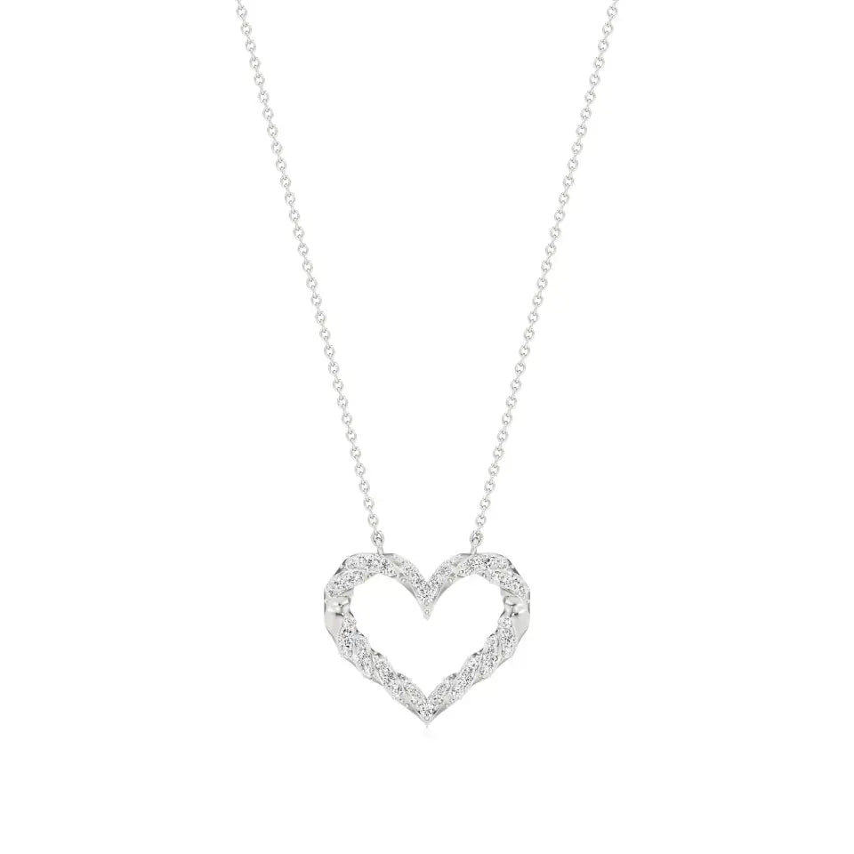 Sneh | Round Lab Grown Diamonds Twisted Heart Pendant - Nivara