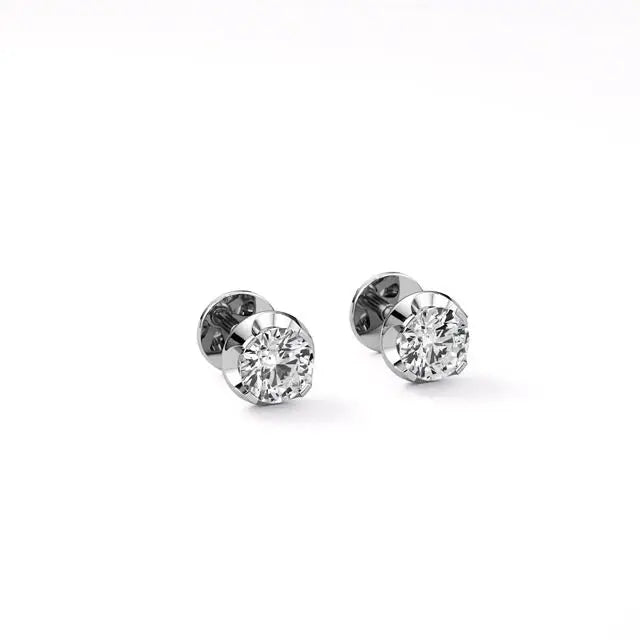 Mirage | Round Solitaire Lab-Grown Diamond Studs - Nivara