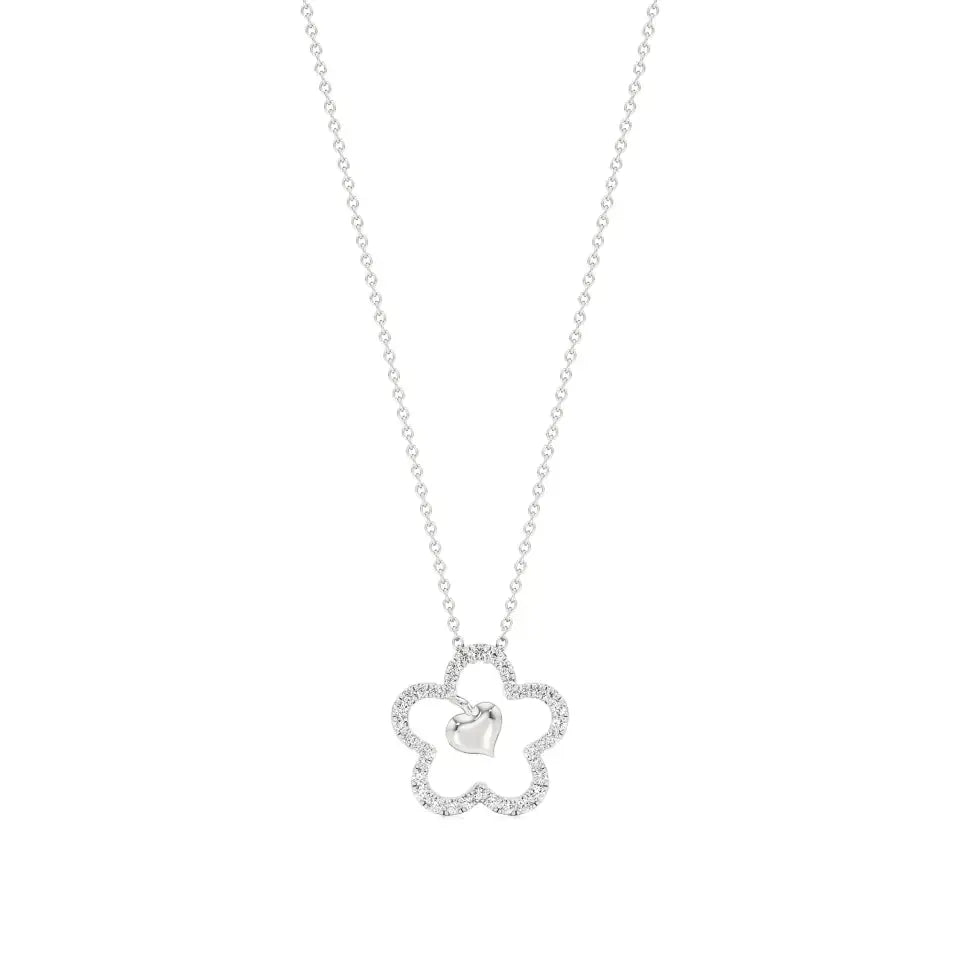 Flora | Floral Design Halo with Heart Motif Pendant - Nivara