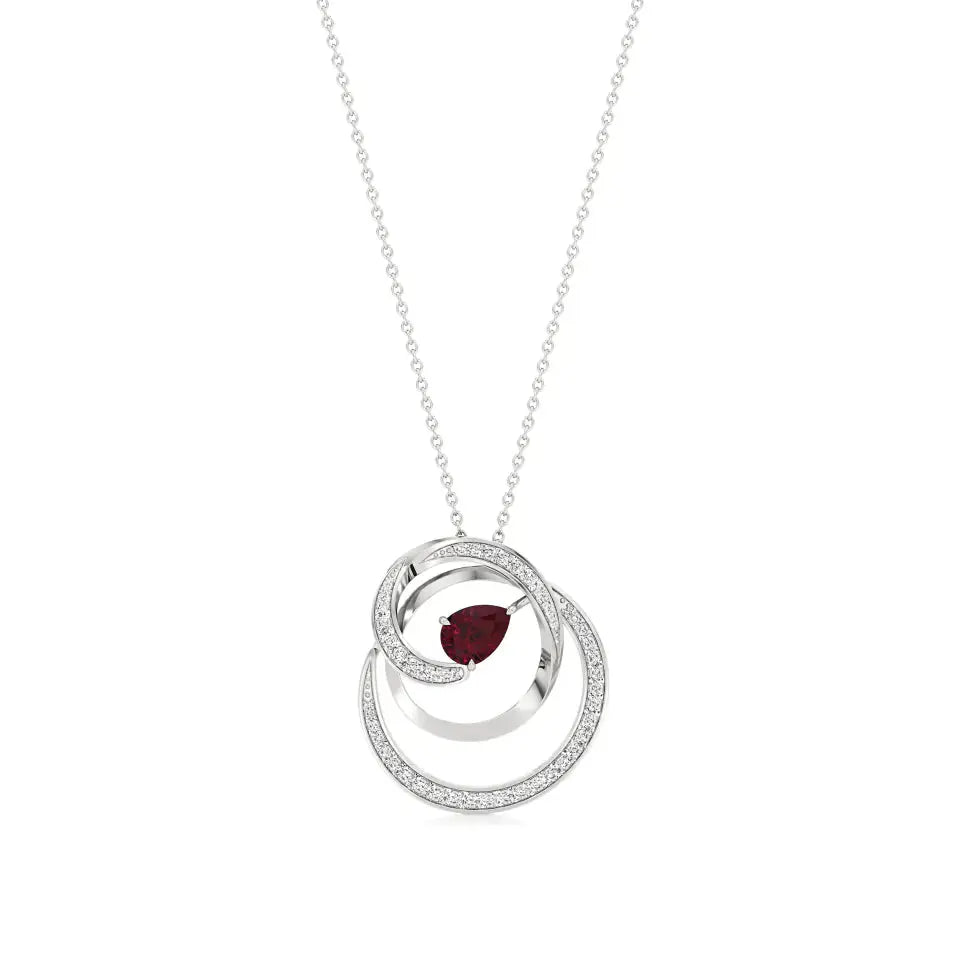 Mode | Pear-Cut Ruby & Round Diamonds Spiral Pendant - Nivara