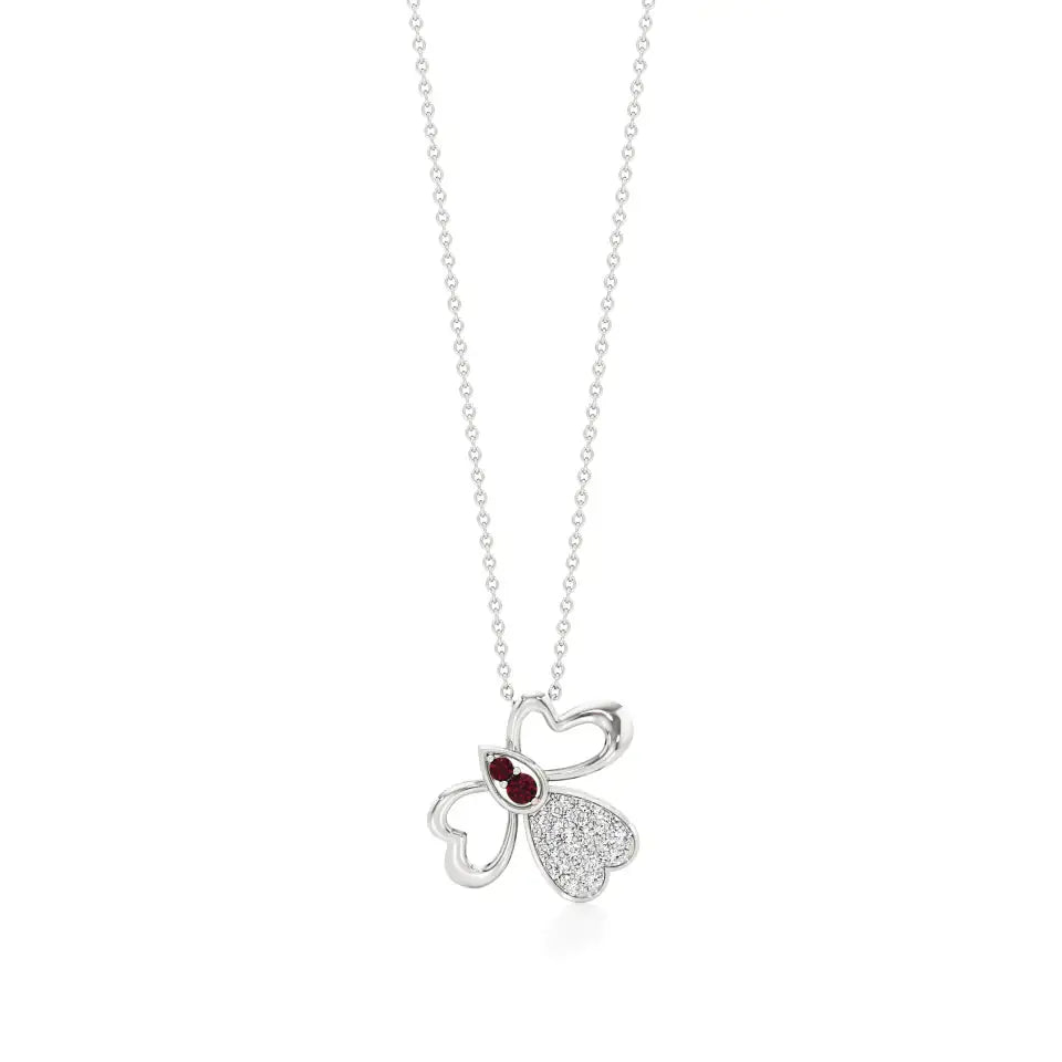 Vanya | Lab Grown Diamonds and Ruby Butterfly Wings Pendant - Nivara
