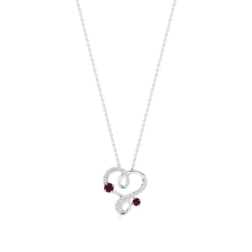 Sneh | Ruby & Round Lab Grown Diamonds Heart Pendant - Nivara