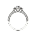 Flora | Round Solitaire with Halo Ring in Floral Design - Nivara