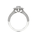 Flora | Round Solitaire with Halo Ring in Floral Design - Nivara