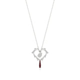 Sneh | Round Lab Grown Diamonds with Ruby Heart Pendant - Nivara
