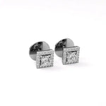 Mira | Princess-Cut Solitaire Lab-Grown Diamond with Halo Square Studs - Nivara