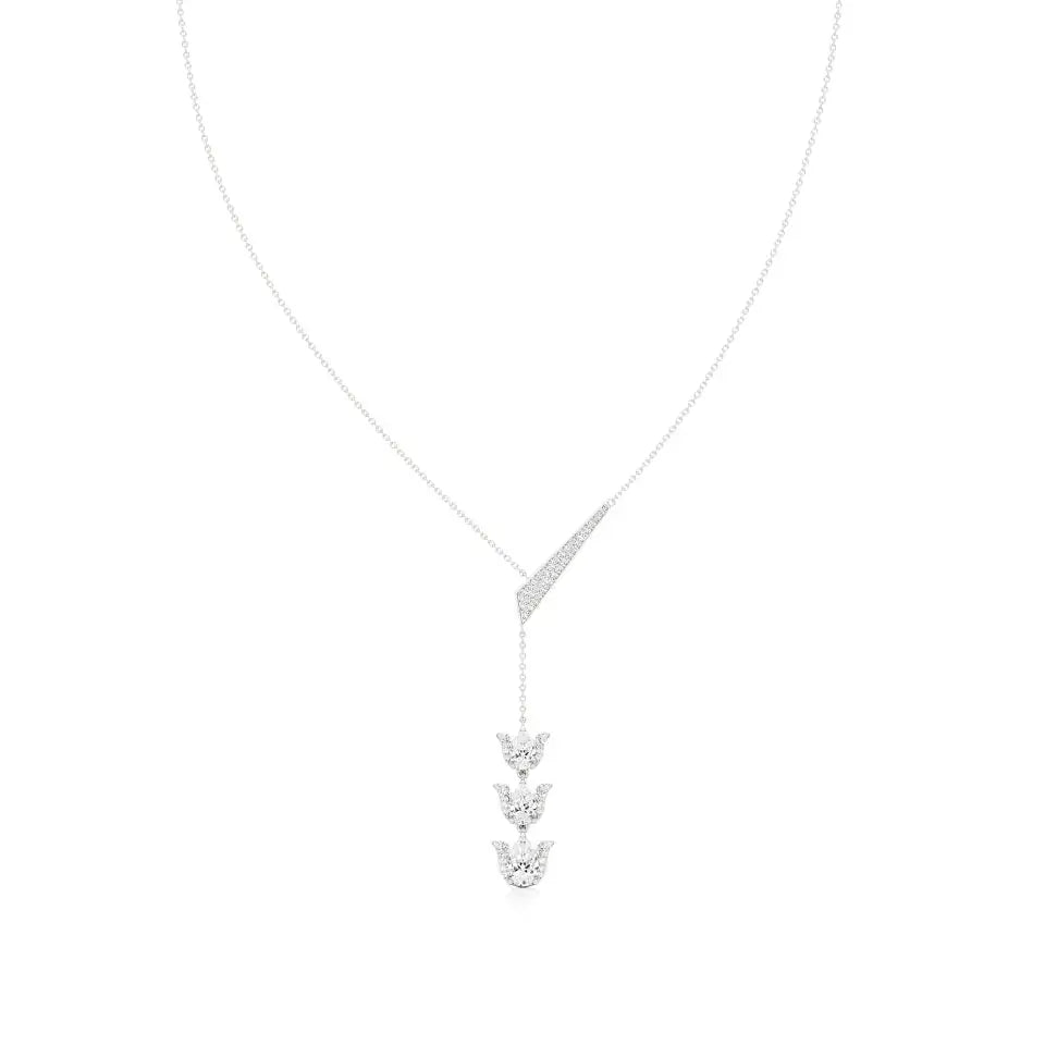 Flora | Pear & Round Lab Grown Diamonds Lotus Petals Necklace - Nivara