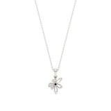 Flora | Diamonds Clustered Floral Design with Ruby Accent Pendant - Nivara
