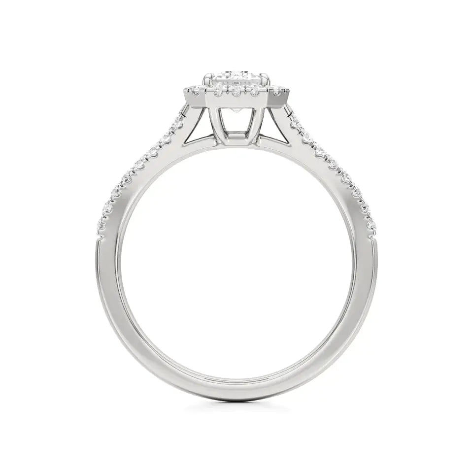 Mira | Round & Emerald Lab-Grown Diamond Halo Ring - Nivara