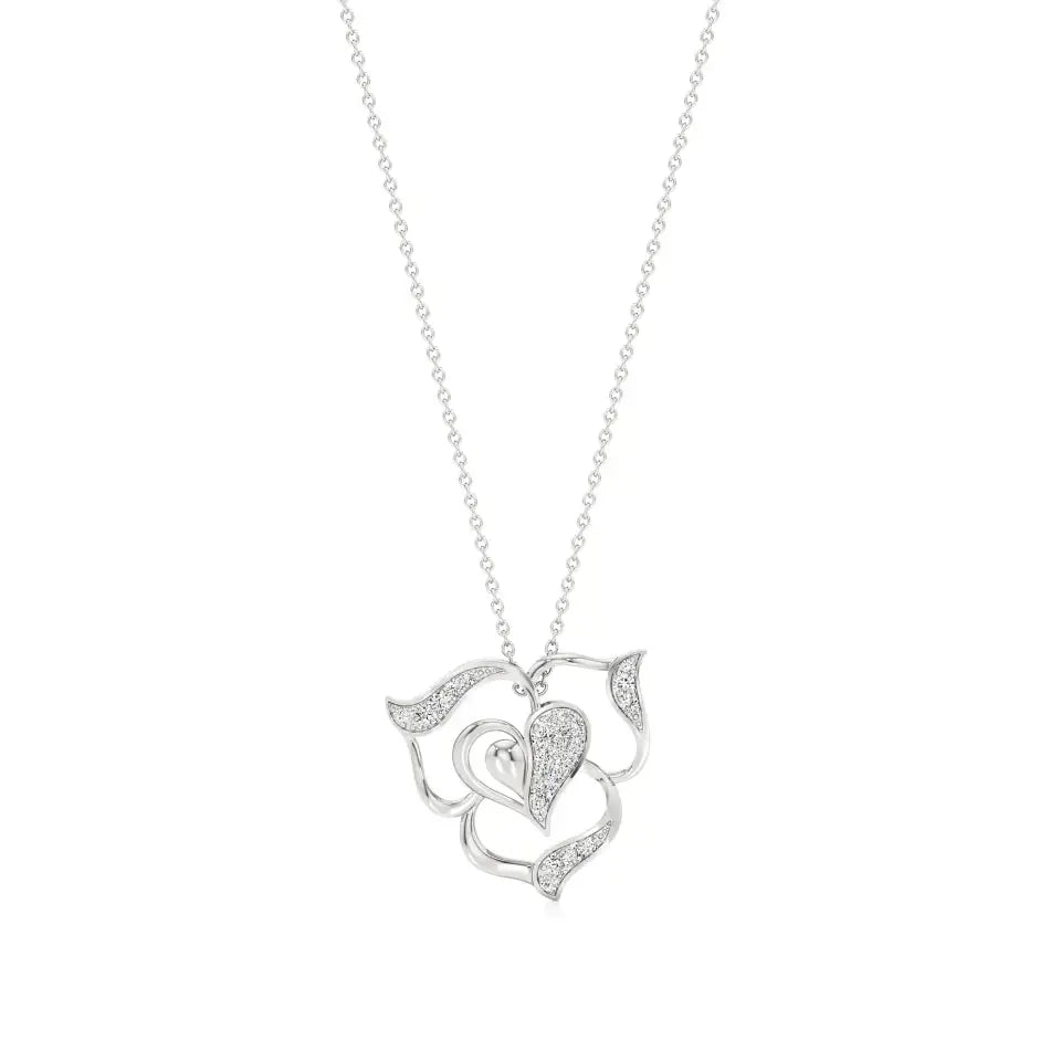 Sneh | Round Lab Grown Diamonds Heart & Petals Pendant - Nivara