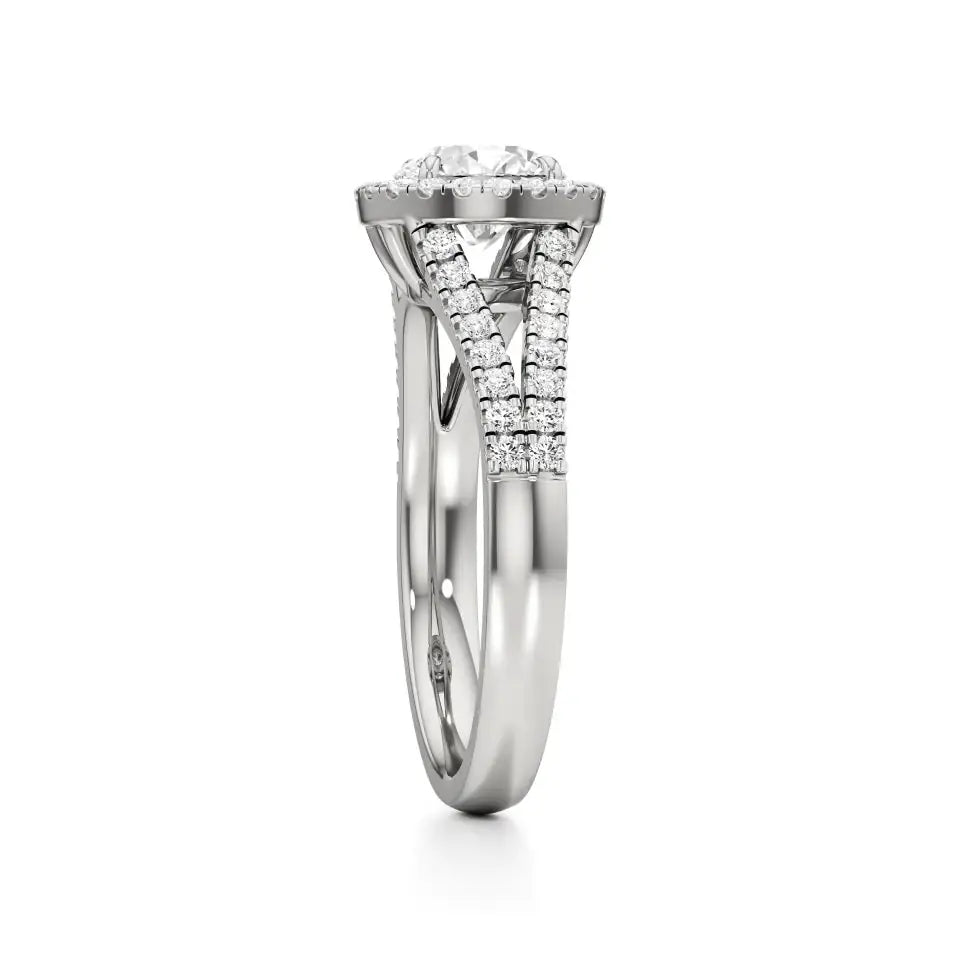 Mira | Round Solitaire with Halo Ring - Nivara