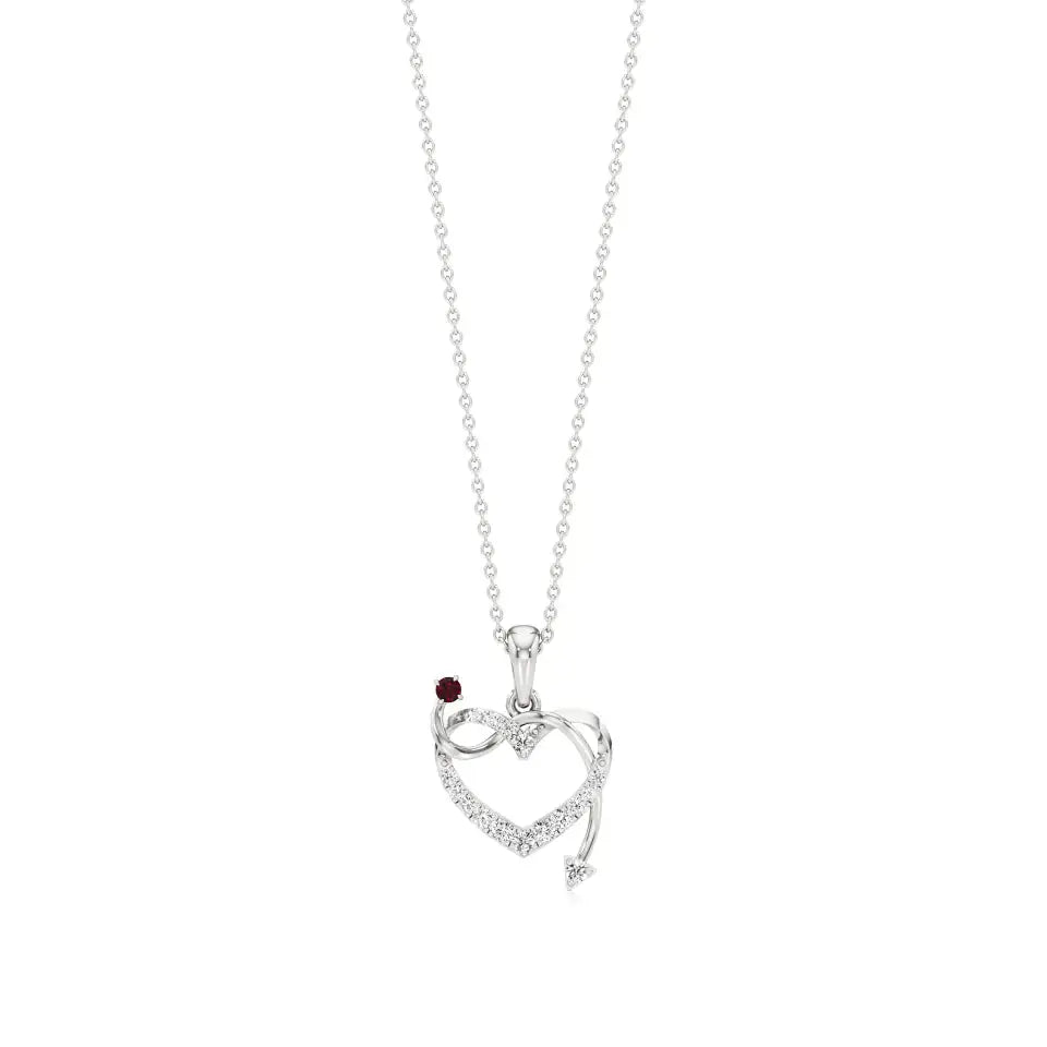 Sneh | Elegant Round Lab Grown Diamonds with Ruby Accent Heart Pendant - Nivara