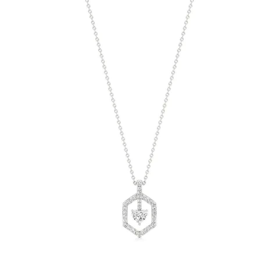 Sneh | Elegant Heart & Round Lab Grown Diamonds Pendant - Nivara