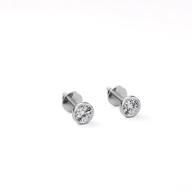 Mirage | Round Lab-Grown Diamond Studs with Bezel Setting - Nivara