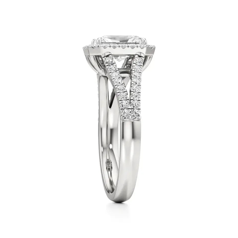 Mira | Emerald Cut Solitaire with Halo - Nivara