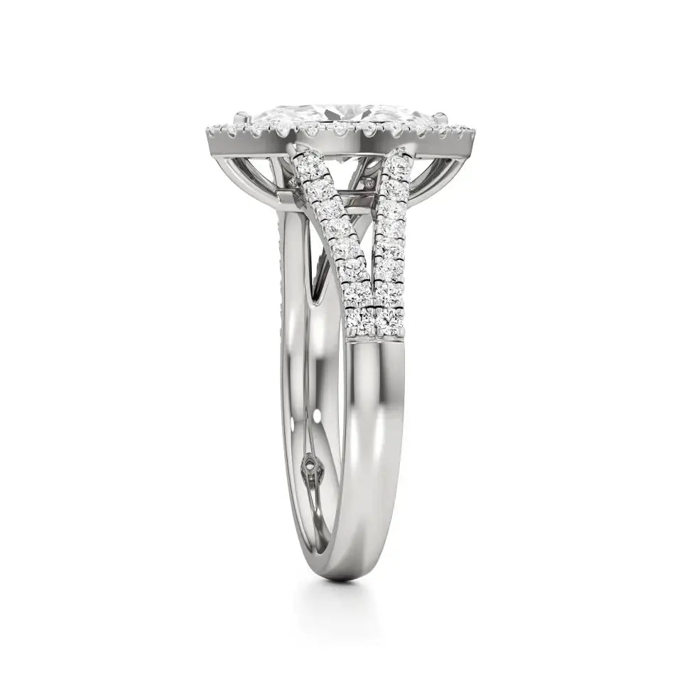 Mira | Marquise Cut Solitaire with Halo around it - Nivara