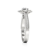 Flora | Round Solitaire with Halo Ring in Floral Design - Nivara