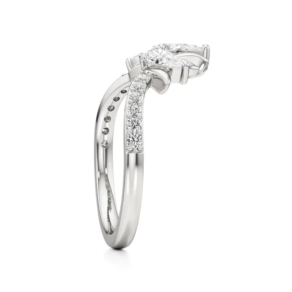 Flora | Round & Pear Lab-Grown Diamond Ring with Pav�� Accents - Nivara