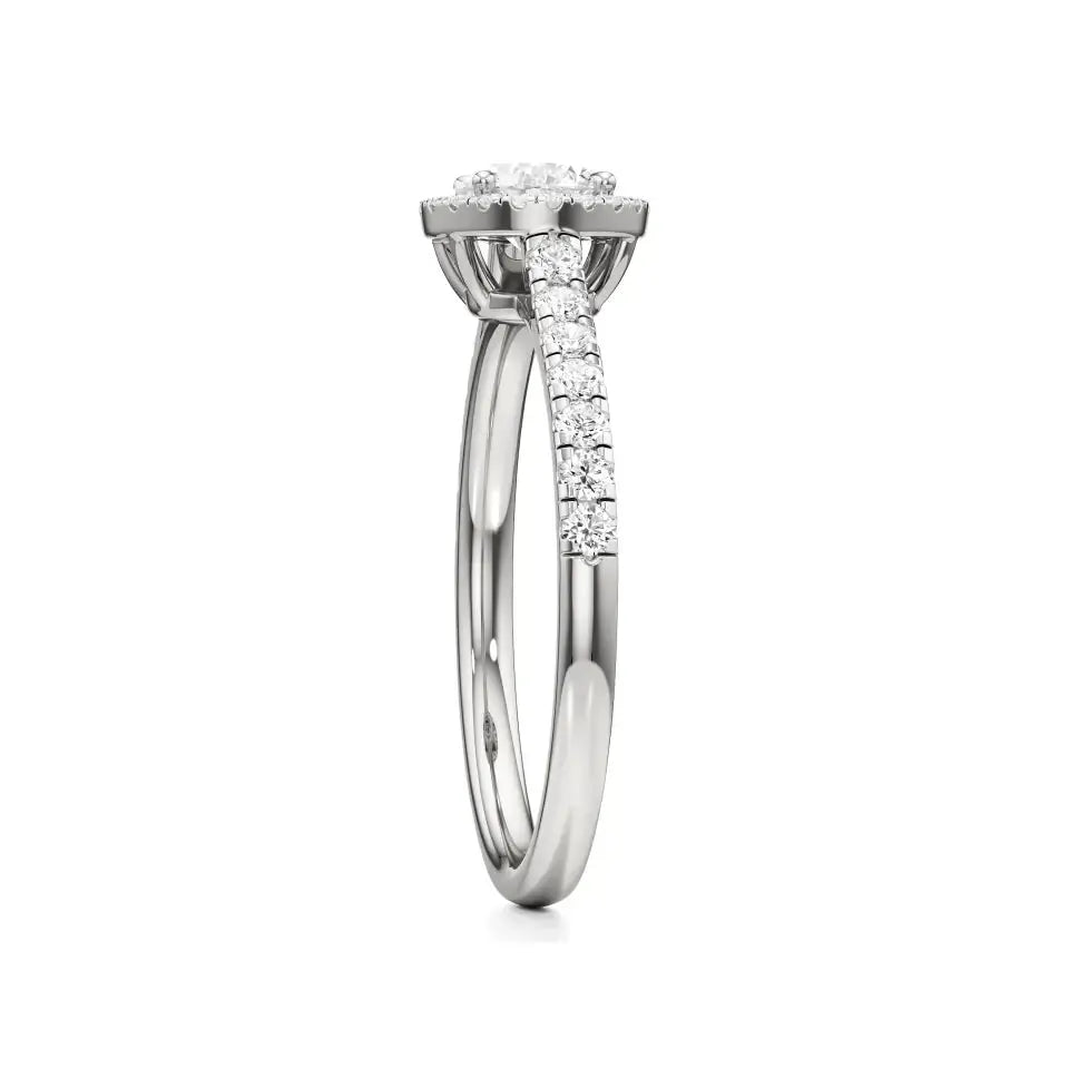 Mira | Round Lab-Grown Diamond Ring with Halo around it - Nivara