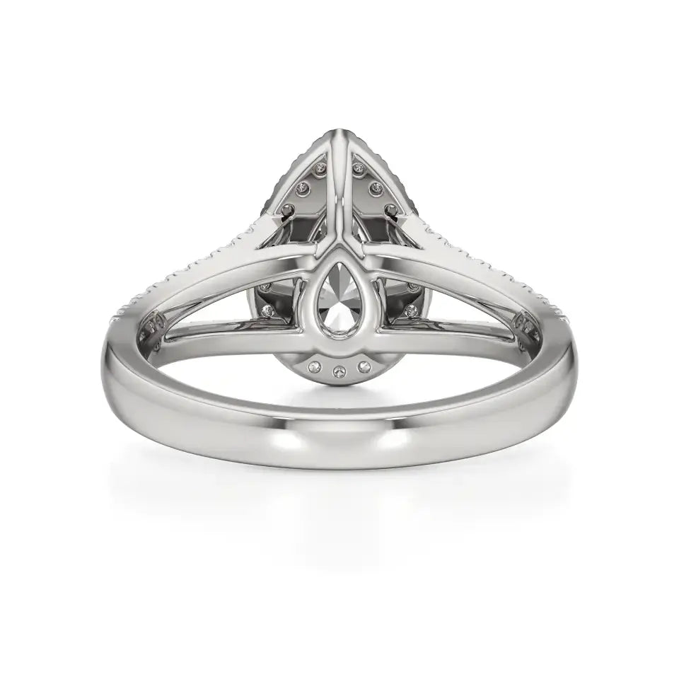 Mira | Pear Cut Solitaire with Halo - Nivara