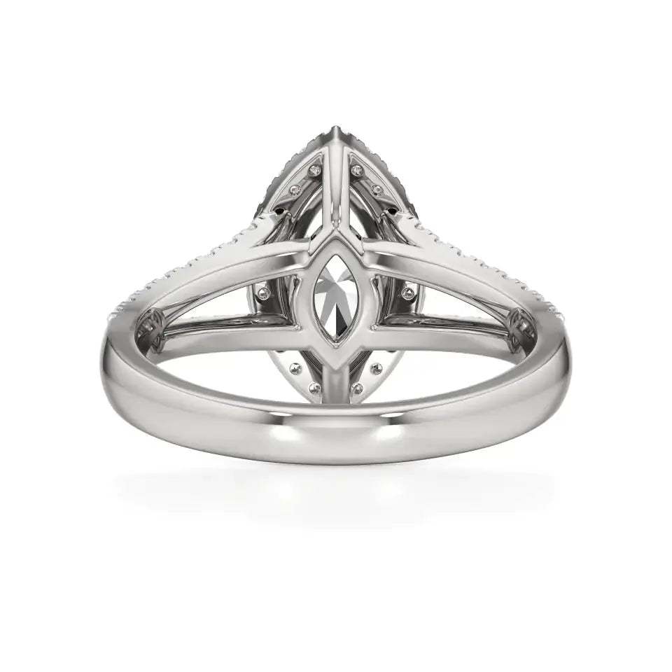 Mira | Marquise Cut Solitaire with Halo around it - Nivara