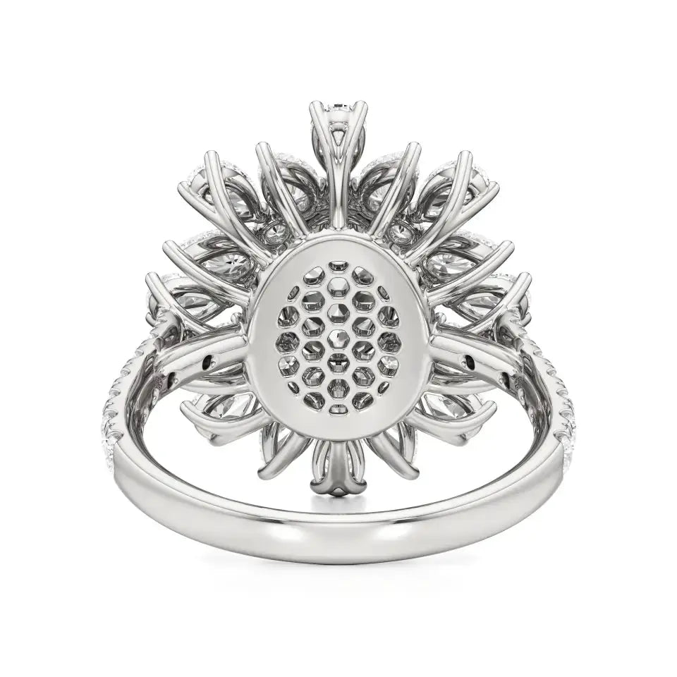 Flora | Oval-cut Solitaire with Pear & Round Side Stones - Nivara