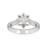 Flora | Round Solitaire with Halo Ring in Floral Design - Nivara