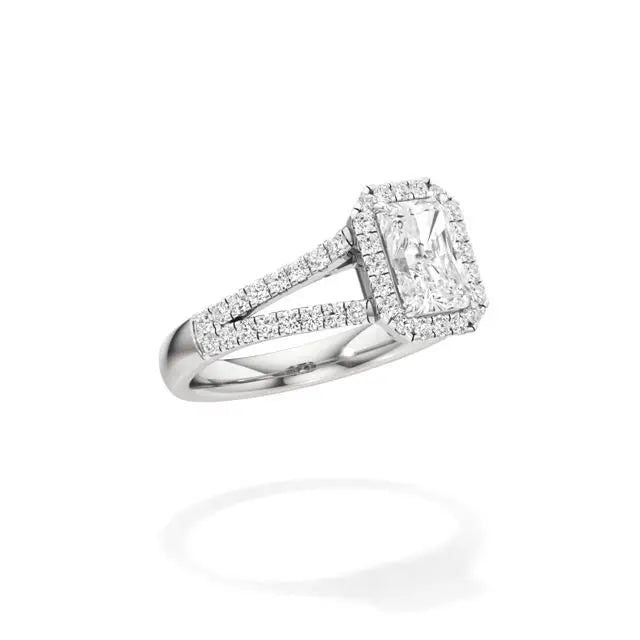 Mira | Emerald Cut Solitaire with Halo - Nivara